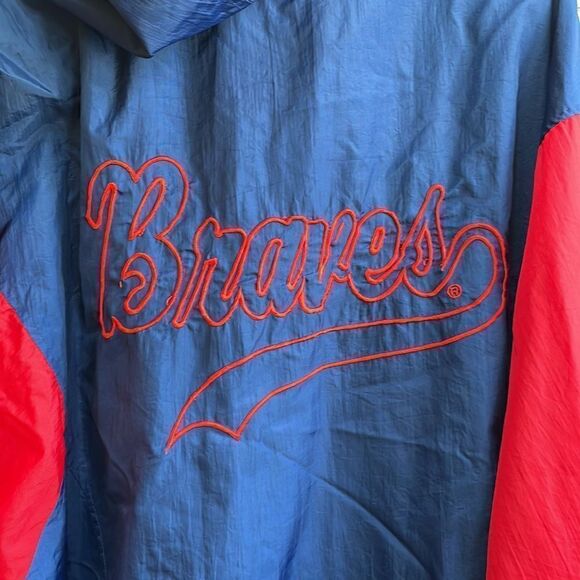 VINTAGE 90s COMPETITOR V ATLANTA BRAVES QUARTER ZIP WINDBREAKER - Picture 8 of 9